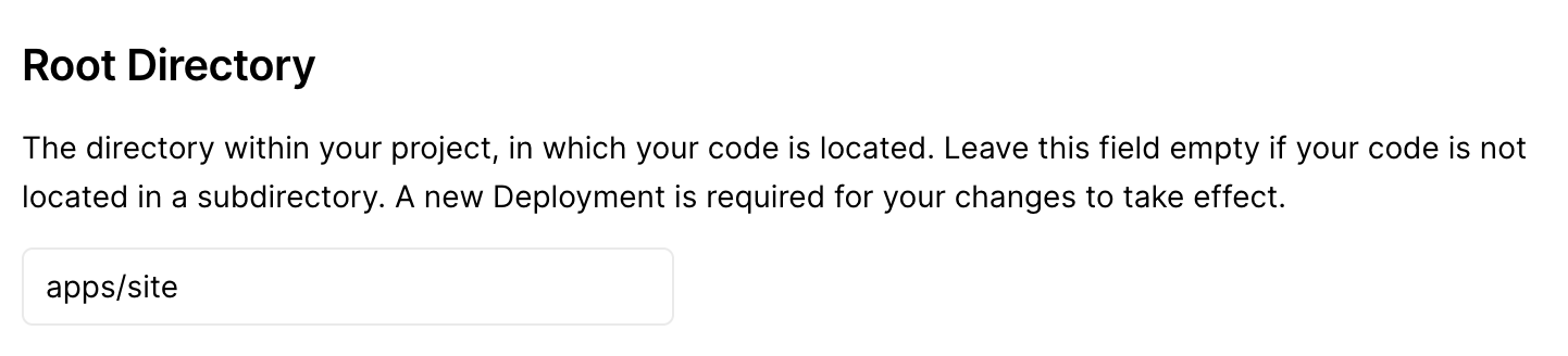 Vercel's Root Directory setting
